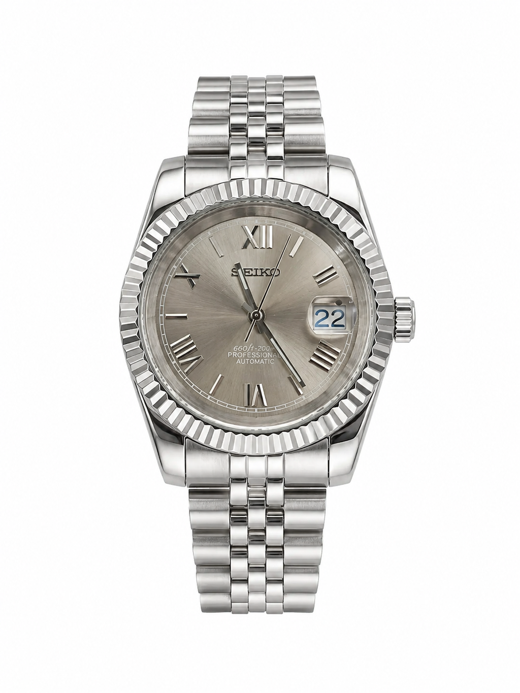Seiko NH35 DateJust - Ombre silver Dial Mod