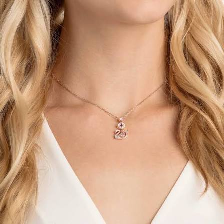Swarovski Dazzling Swans Swan Necklace Rose Gold