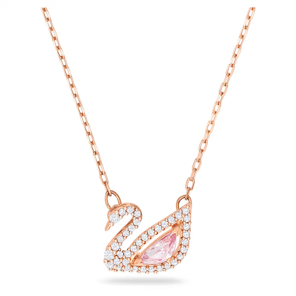 Swarovski Dazzling Swans Swan Necklace Rose Gold